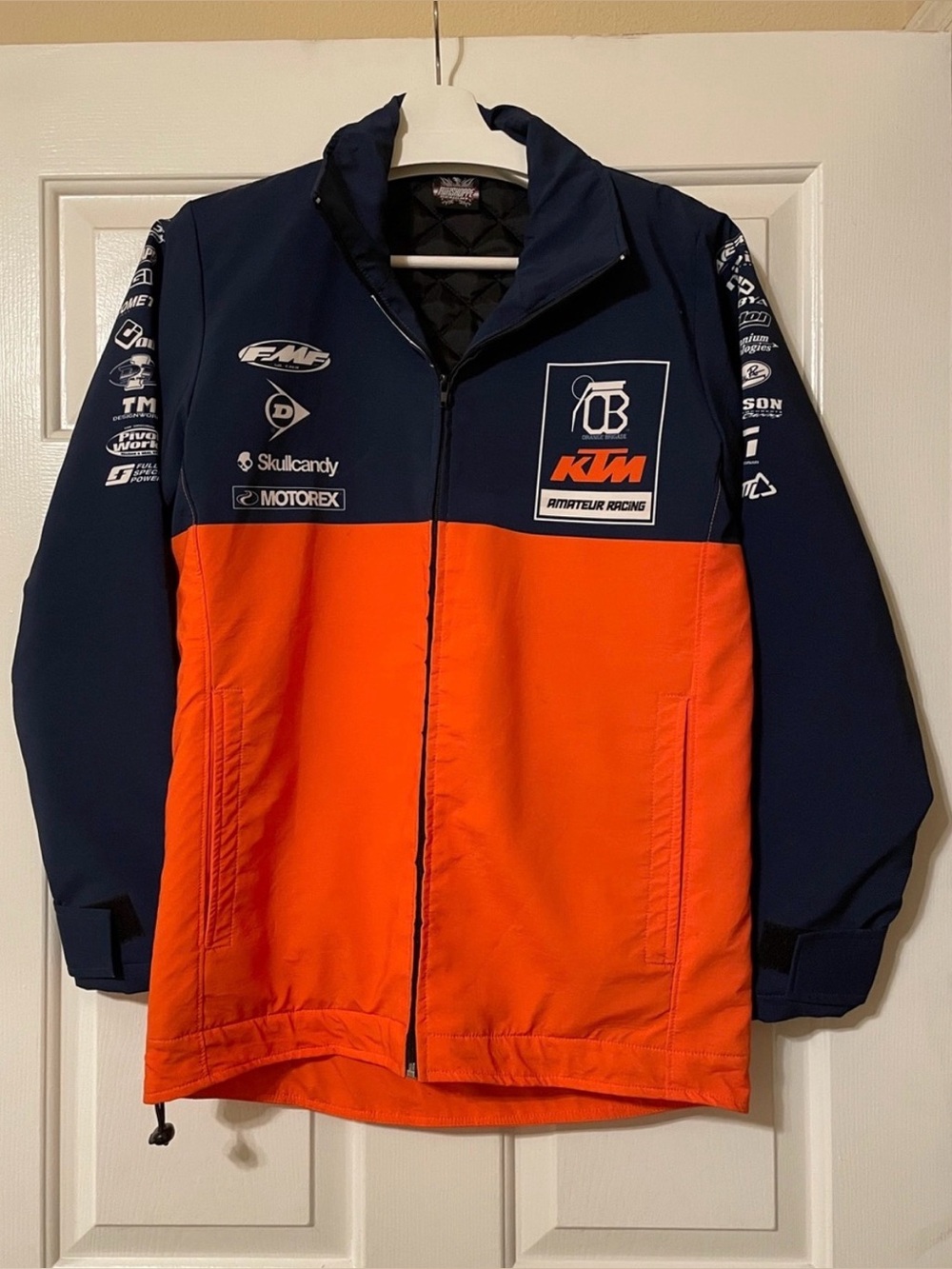 Hot Shoppe KTM Moto Racing Two-Tone Navy & Orange Quilted-Interior Jacket XS